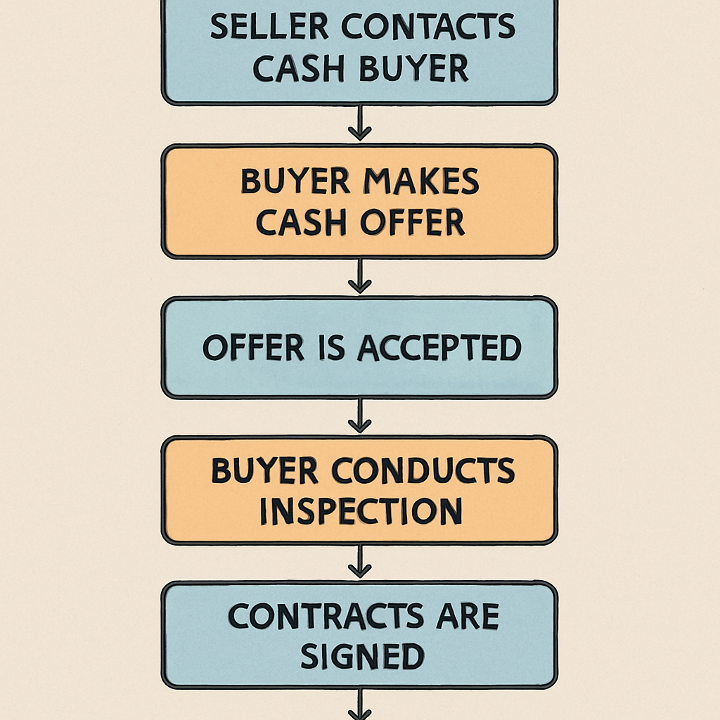 A flowchart showing the cash home buying process